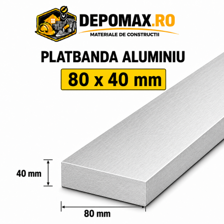 Platbanda aluminiu 80 x 40 mm, 6 metri (EN-AW 6060)